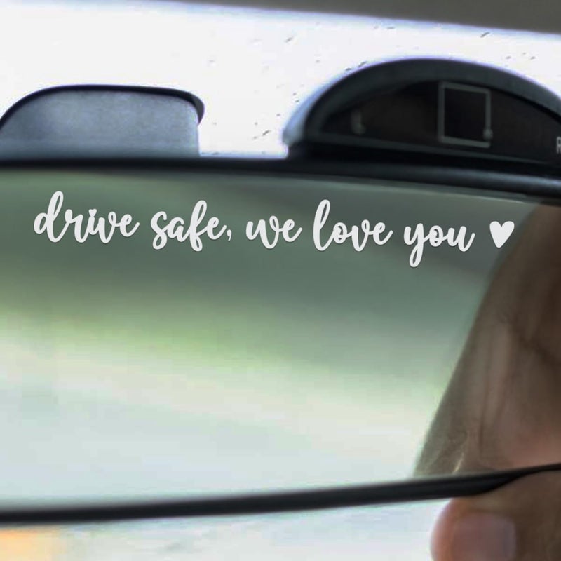 Hangwoous 3X Drive Safe We Love You Rearview Mirror Decal, Car Mirrors Sticker, Car Stickers For Women, I Love You Drive Safe Mirror Sticker - Image 2